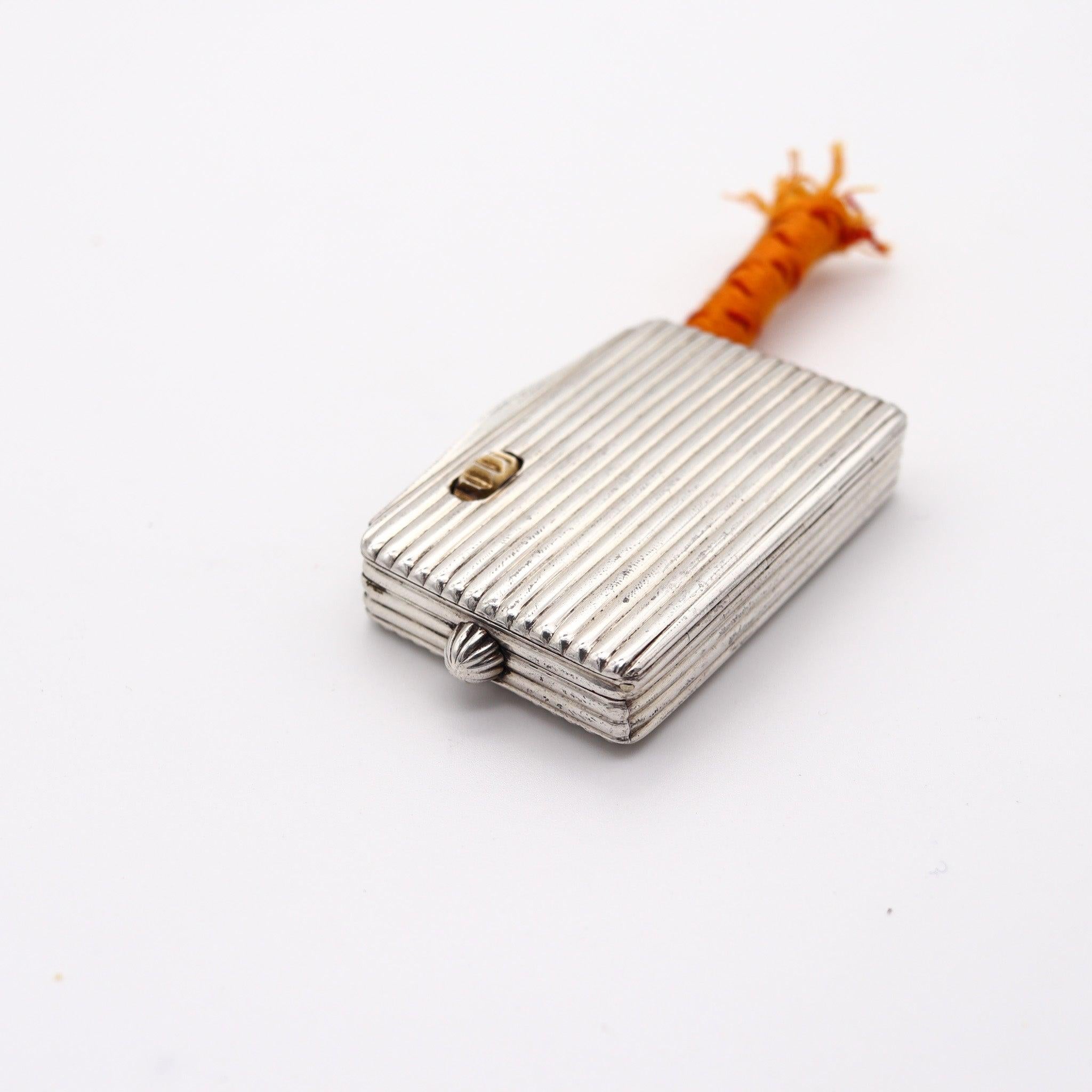 Edwardian GEORG ADAM SCHEID 1905 Austria Mechanical Vesta Wick Case In 900 Sterling Silver For Sale