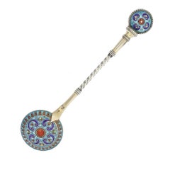 Georg Adam Scheid Gilt Austrian Silver & Champlevé Enamel Bermuda Souvenir Spoon