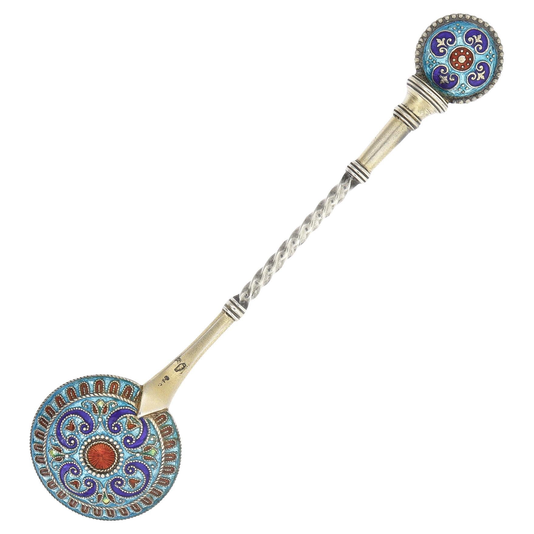 Georg Adam Scheid Gilt Austrian Silver 
Champlevé Enamel Bermuda Souvenir Spoon For Sale