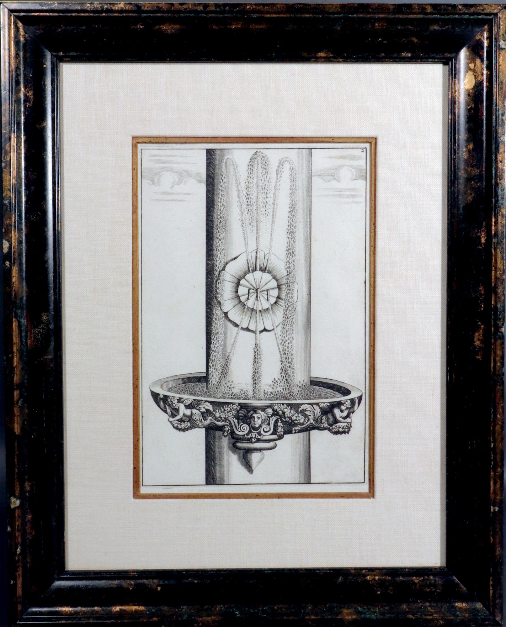 Georg Andreas Bockler’s Engravings of Architectural Fountains for Formal Gardens In Good Condition For Sale In Downingtown, PA