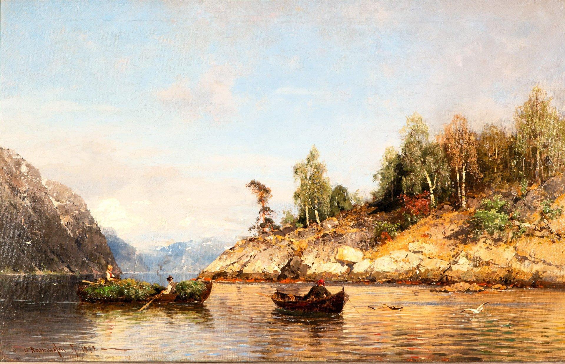 Georg Anton Rasmussen (August 7, 1842, Stavanger - October 23, 1914, Berlin) was a Norwegian landscape painter who spent most of his career in Germany.
He began his artistic training in Bergen, where he studied with Johan Ludvig Losting and Anders