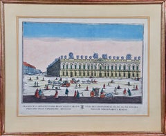 Antique A Hand Colored Engraving Probst View d'optique of the Royal Armory in Berlin 
