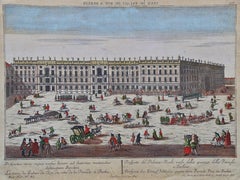 A Hand Colored Probst Vue d’optique Engraving of the Royal Palace in Berlin