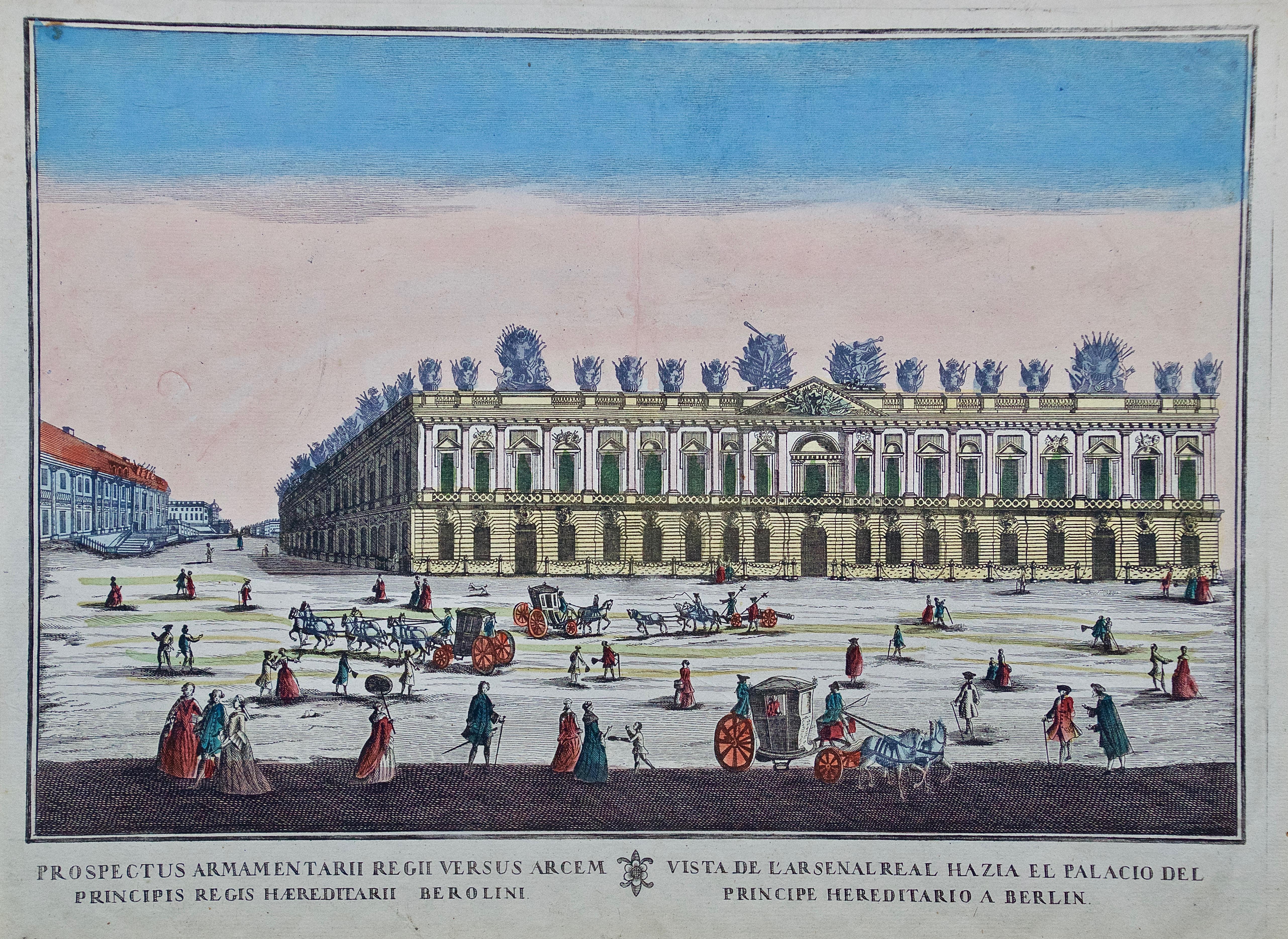 A Pair of Hand Colored Probst Vue d’optique Engravings of Berlin Architecture 4
