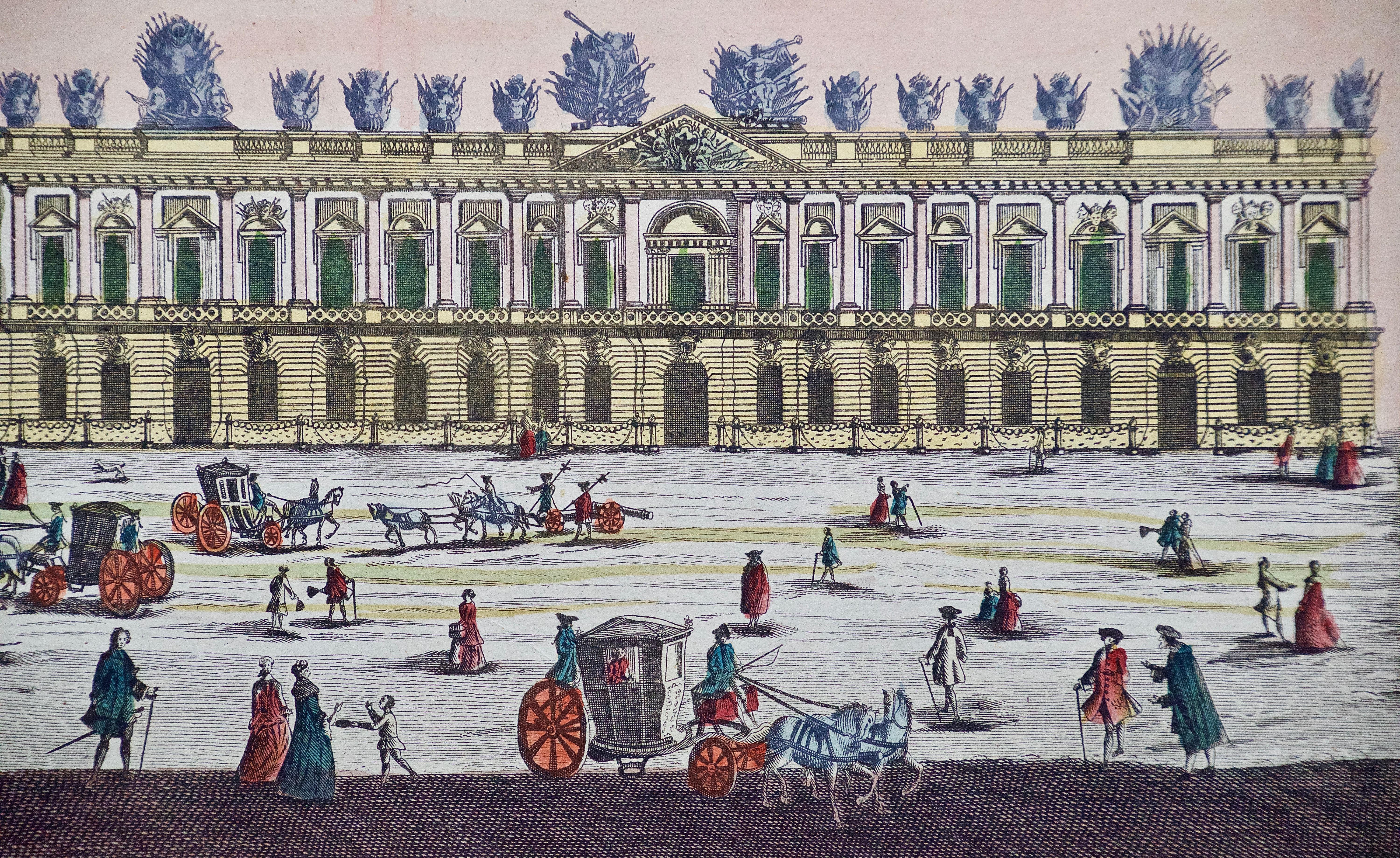 A Pair of Hand Colored Probst Vue d’optique Engravings of Berlin Architecture 6