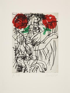 Ein Stück Hinterglas - Contemporary, Etching, Person, Romantic, Roses