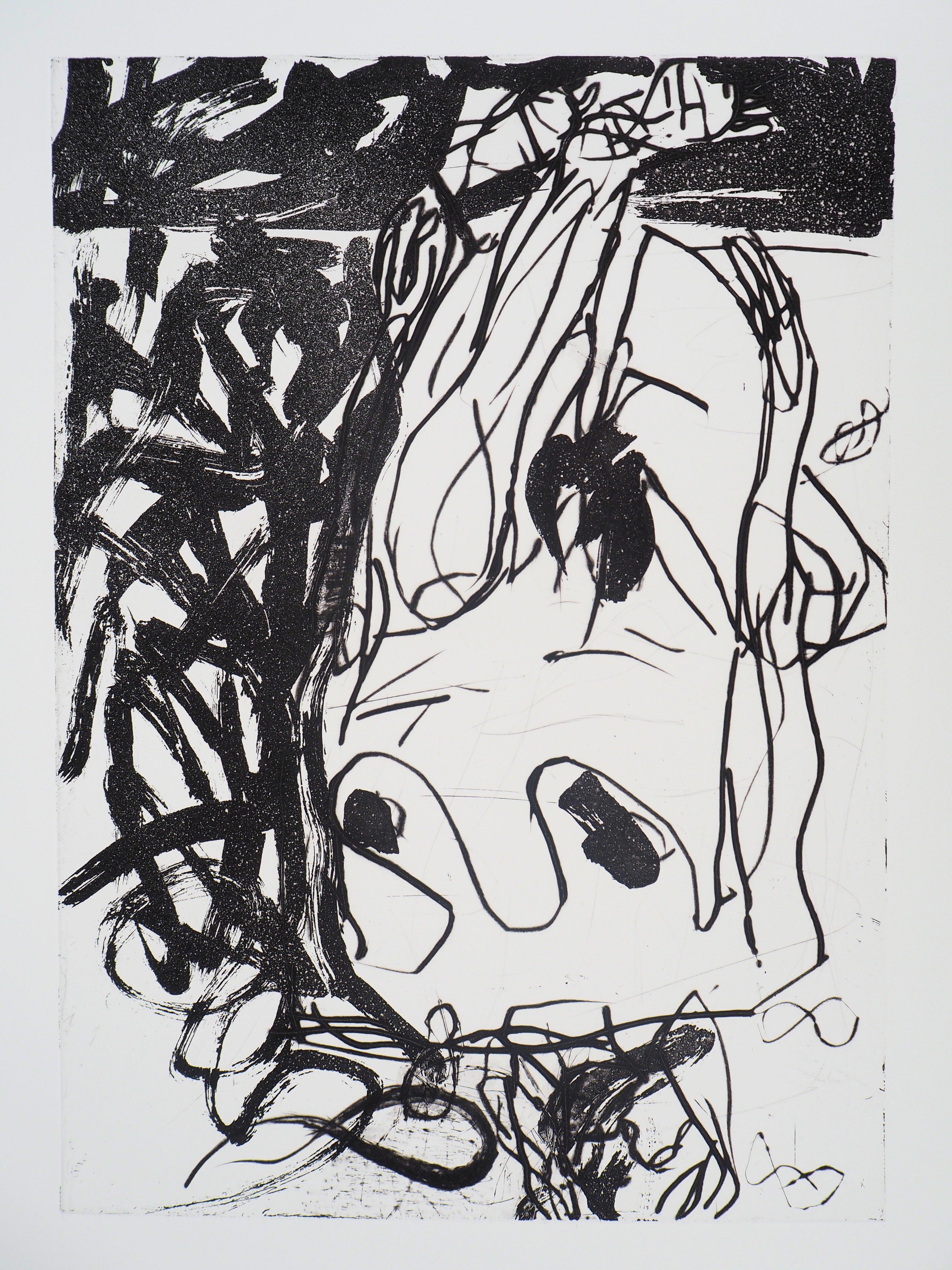 Elke Up Side Down : Tribute to Woman - Original etching - Print by Georg Baselitz