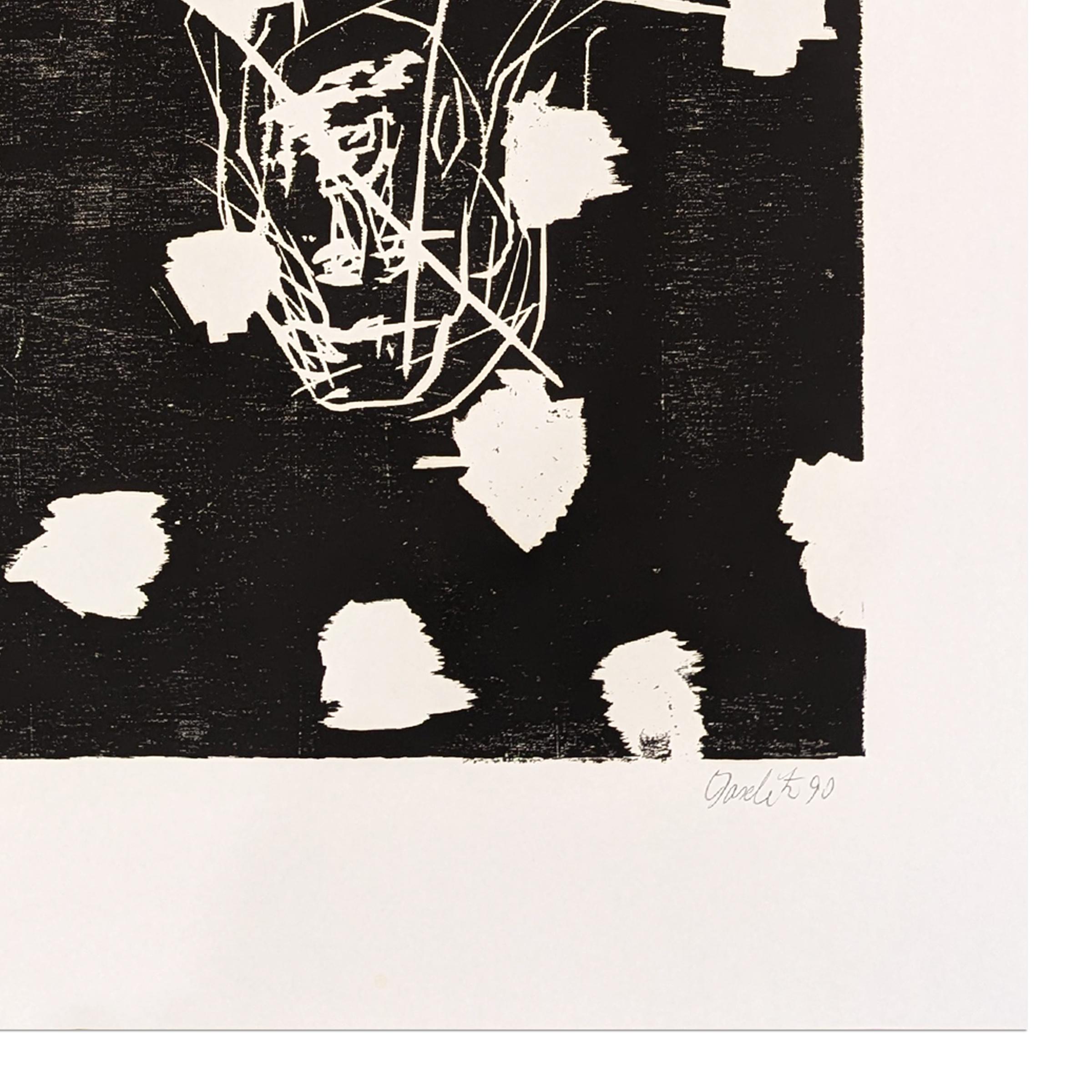 Georg Baselitz, 45 – August: Woodcut on Paper from 1990, Signed Print For Sale 2