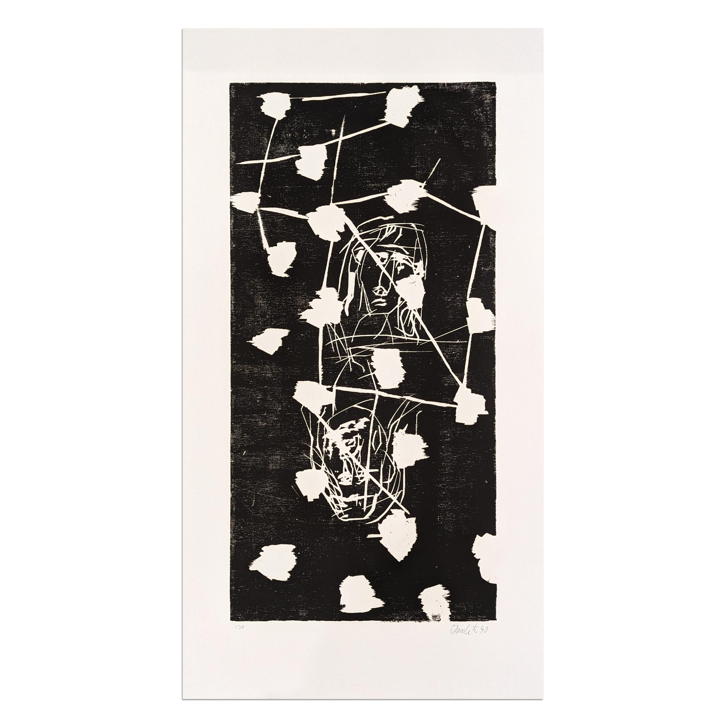 Georg Baselitz, 45 - Agosto: xilografia su carta del 1990, stampa firmata