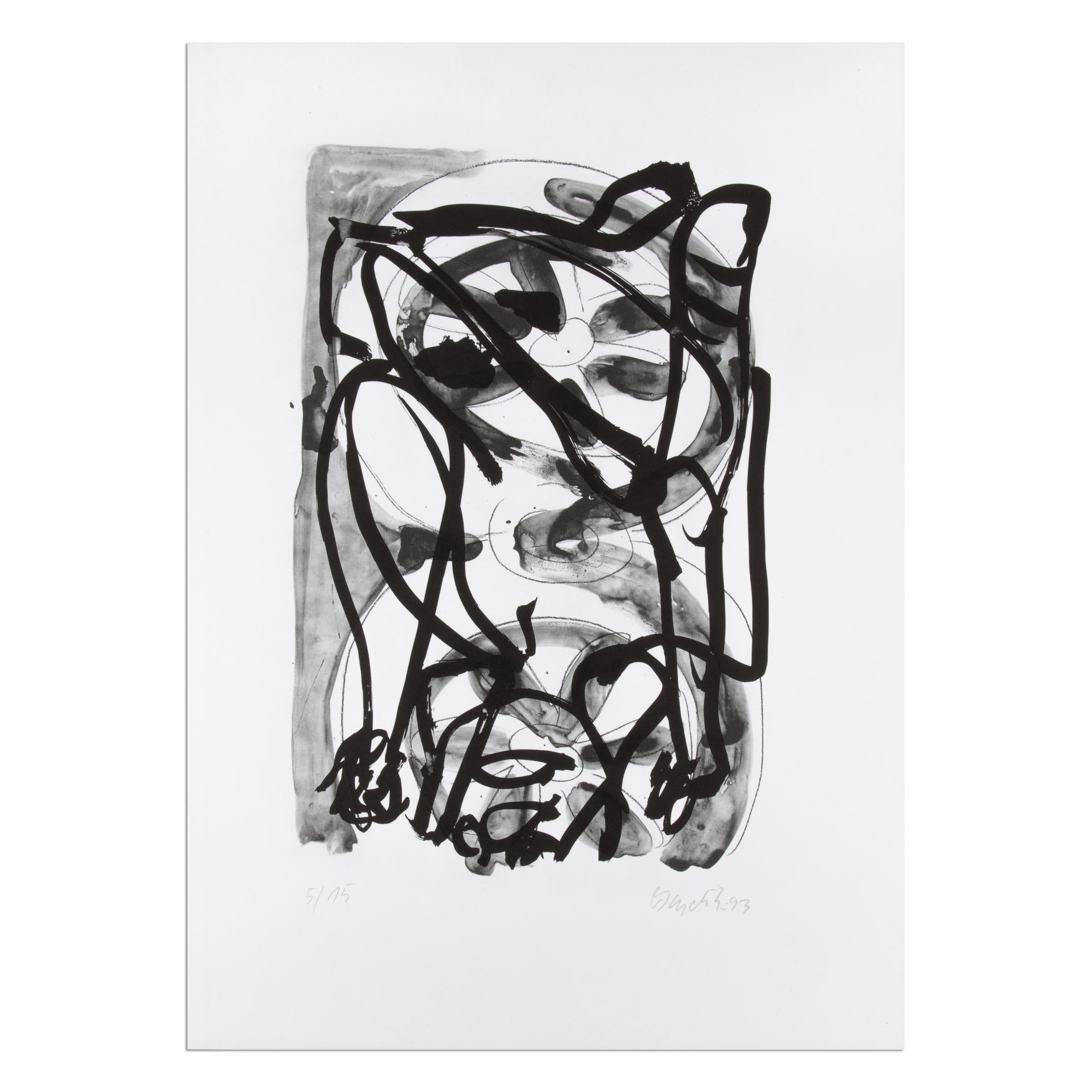 Georg Baselitz (tedesco, nato nel 1938)
Abe, 1993
Medio: Litografia su carta
Dimensioni: 50 x 34 cm
Edizione di 15 esemplari: firmati a mano, numerati e datati