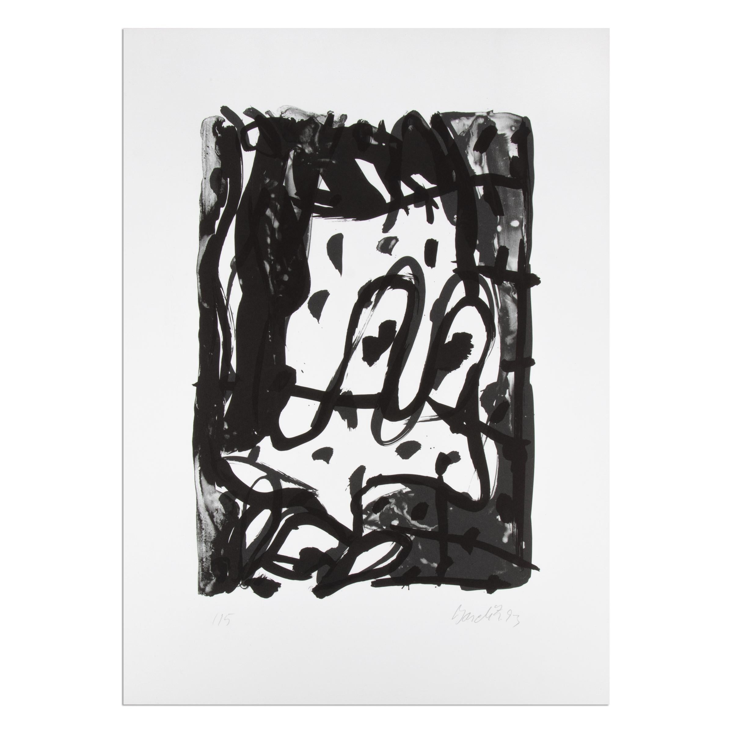 Georg Baselitz (tedesco, nato nel 1938)
Base, 1993
Medio: Litografia su carta
Dimensioni: 50 x 34 cm
Edizione di 15 esemplari: firmati a mano, numerati e datati