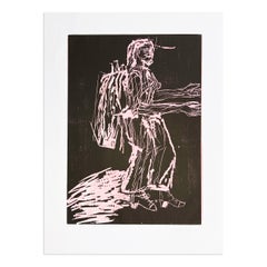 Georg Baselitz - Falle (Trap), 2008, Hand Colored Woodcut, Signed Print