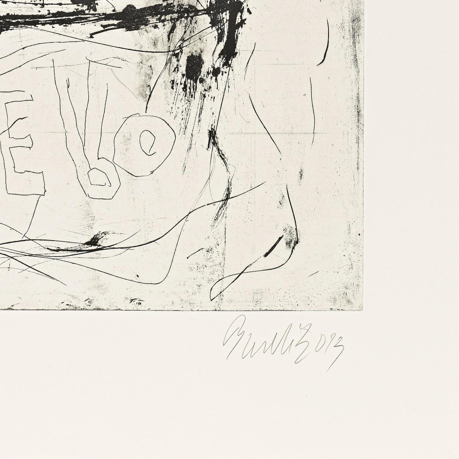 Georg Baselitz, Farewell Bill #7 - Signed Print, Edition of 15, Abstract Art For Sale 1