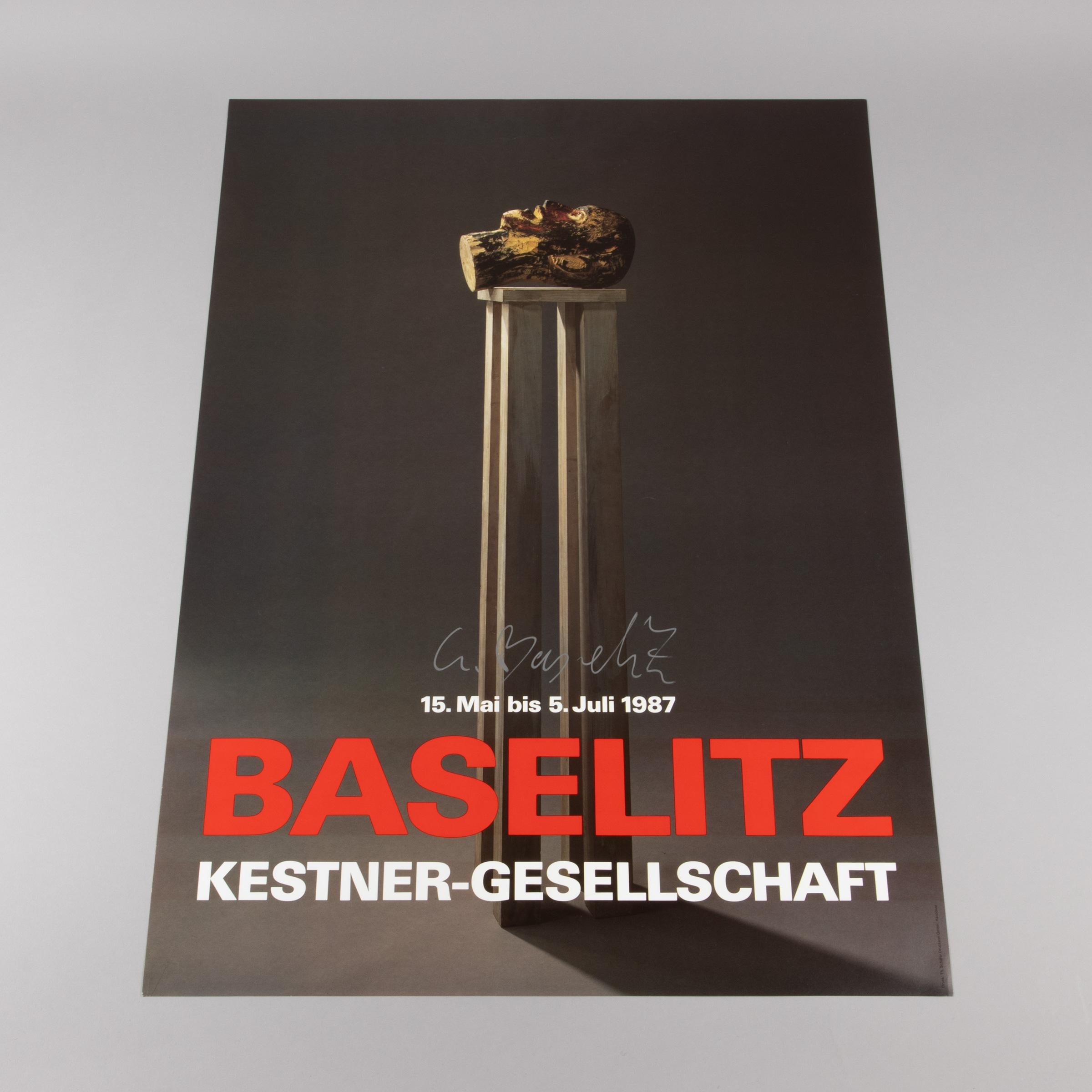 Georg Baselitz - Cartel de exposición original firmado, Kestner Gesellschaft, 1987 en venta 1