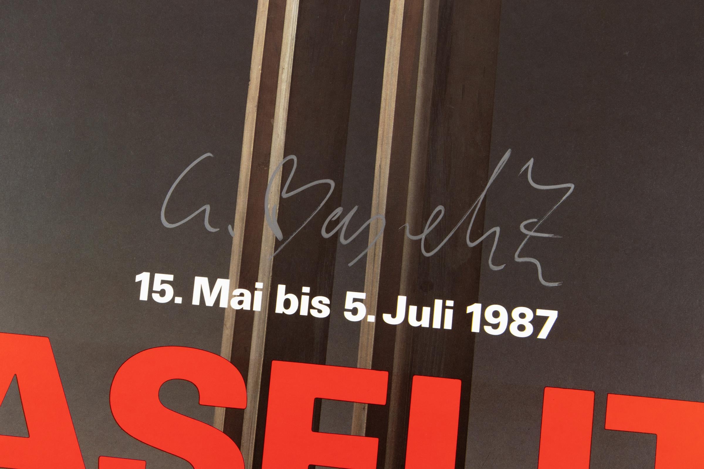 Georg Baselitz - Cartel de exposición original firmado, Kestner Gesellschaft, 1987 en venta 2