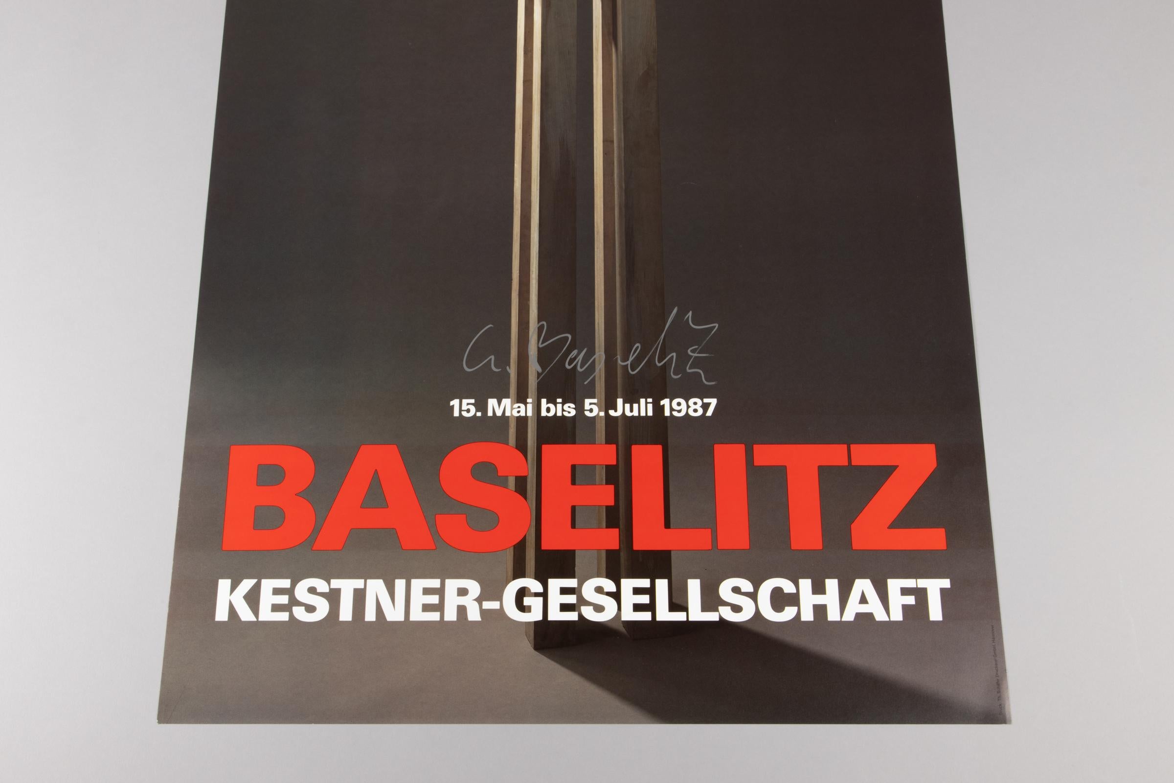 Georg Baselitz - Cartel de exposición original firmado, Kestner Gesellschaft, 1987 en venta 4