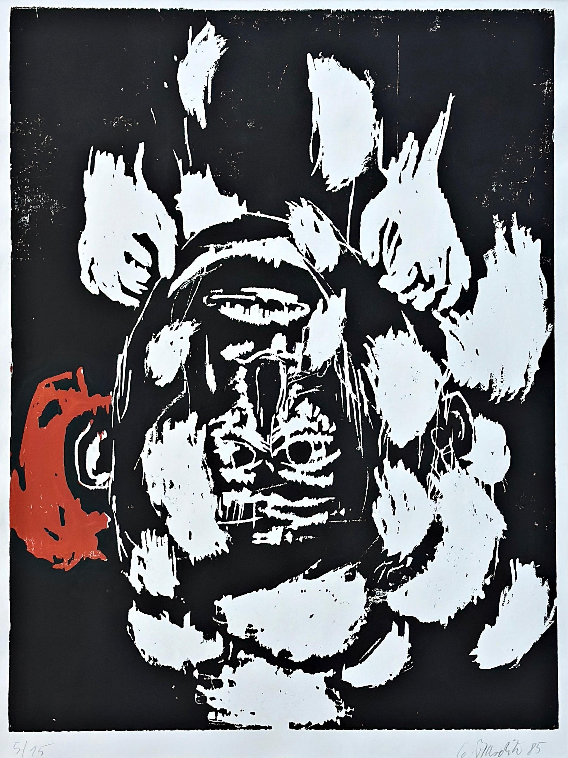 Georg Baselitz Rotes Ohr 1985 Gravure sur bois en couleur limitée et signée à la main Contemporain en vente 2