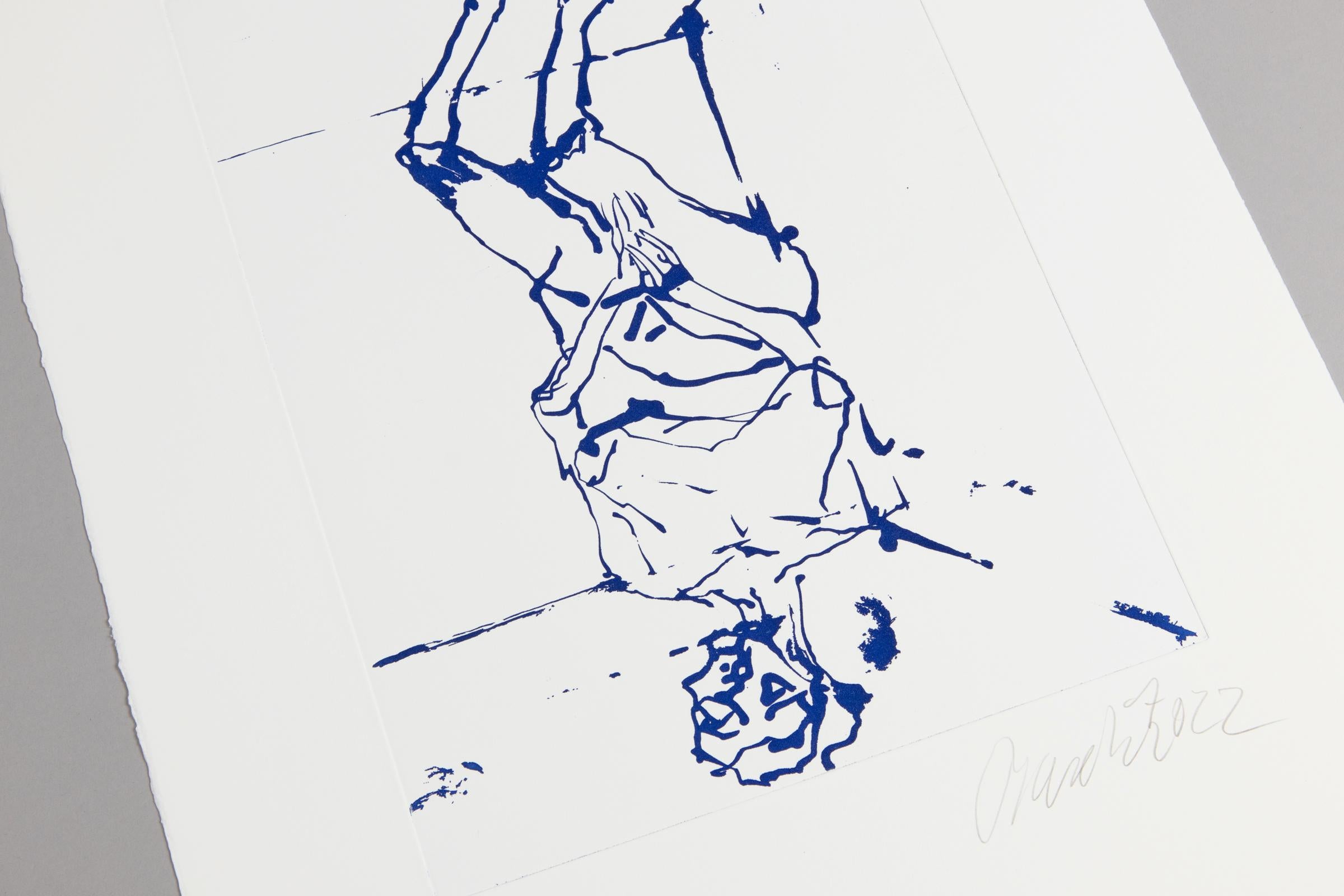 Georg Baselitz, Serpentine (Blue): Signed etching with sugar lift aquatint For Sale 1
