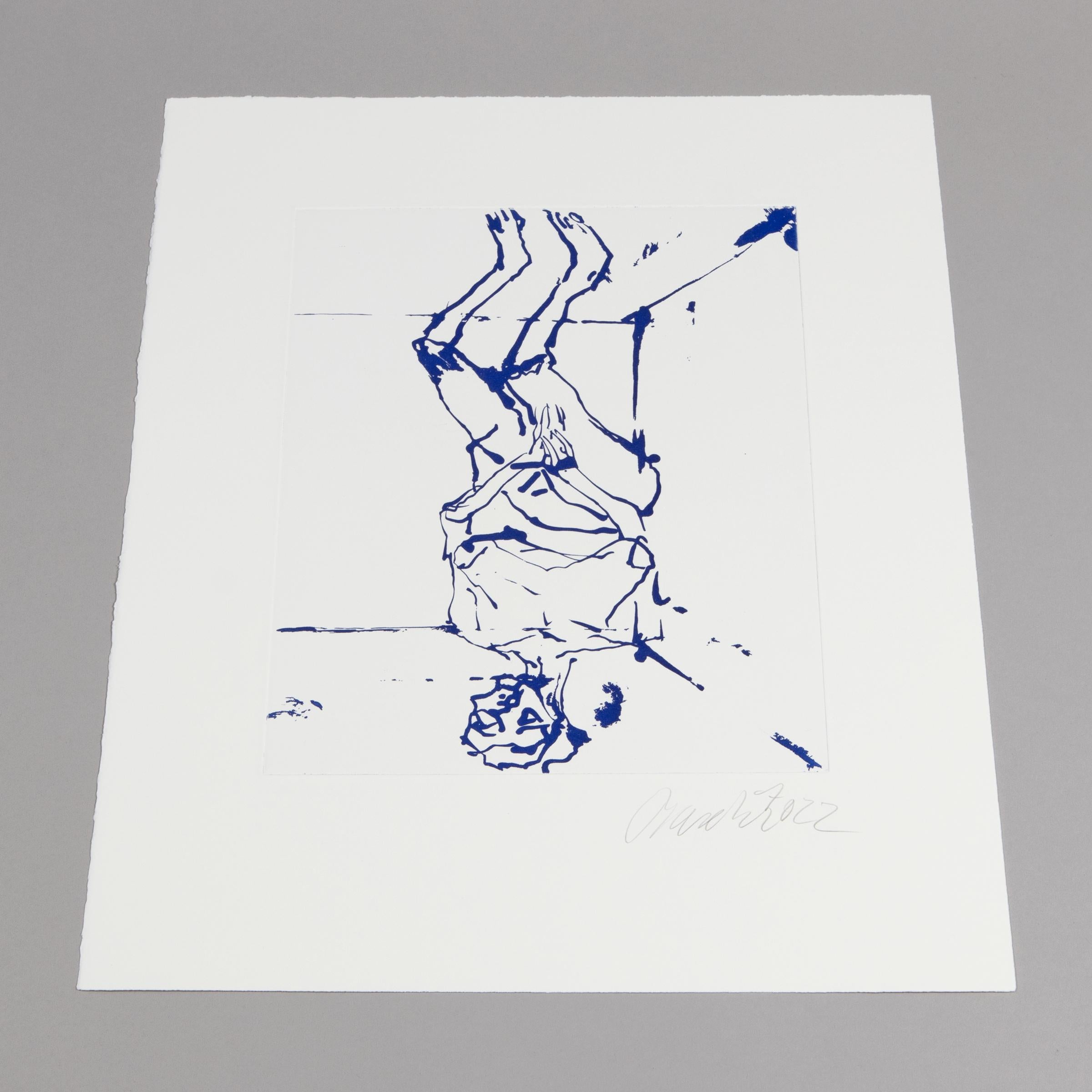 Georg Baselitz, Serpentine (Blue): Signed etching with sugar lift aquatint For Sale 2