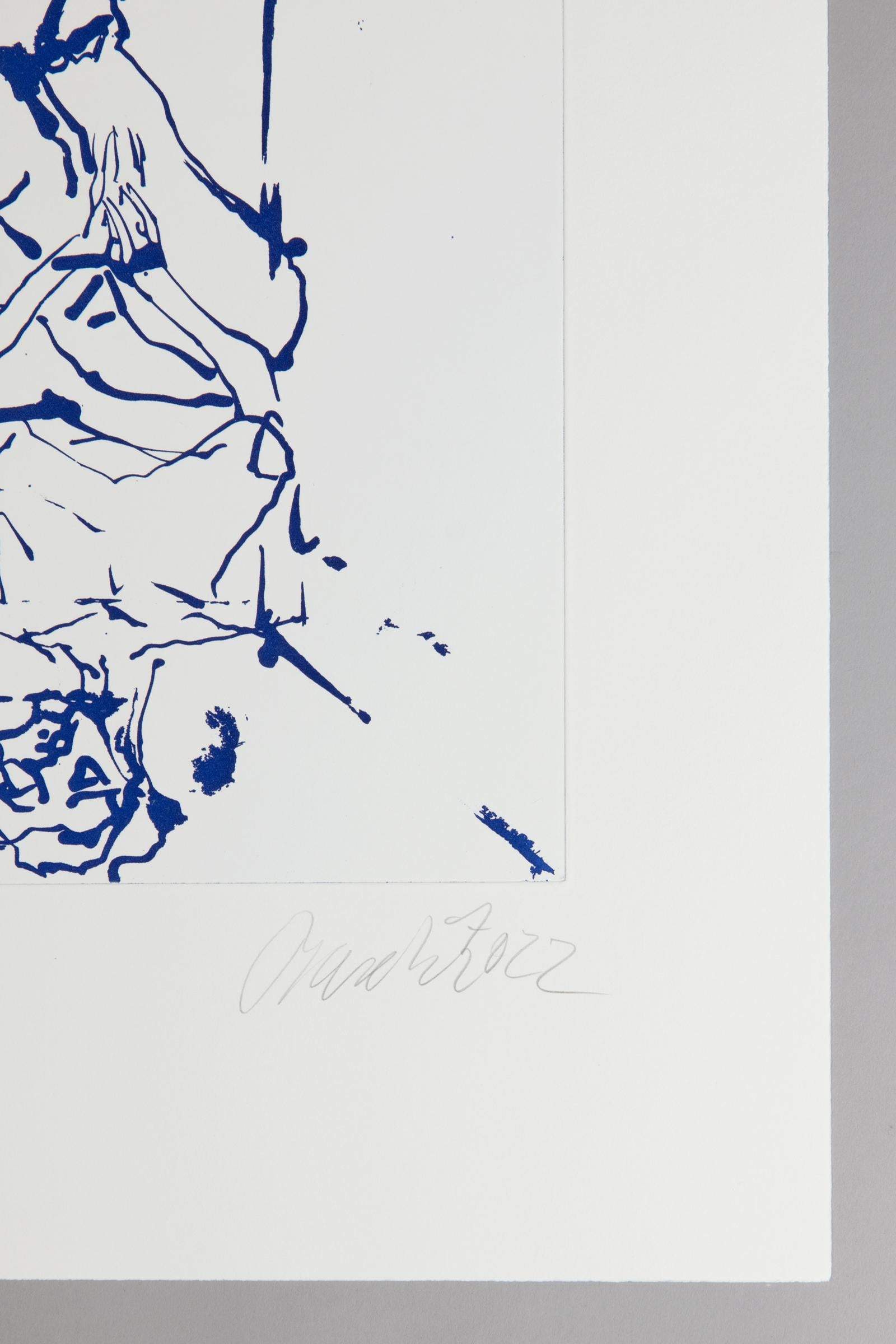 Georg Baselitz, Serpentina (Azul): Aguafuerte firmado con aguatinta al az�úcar 3