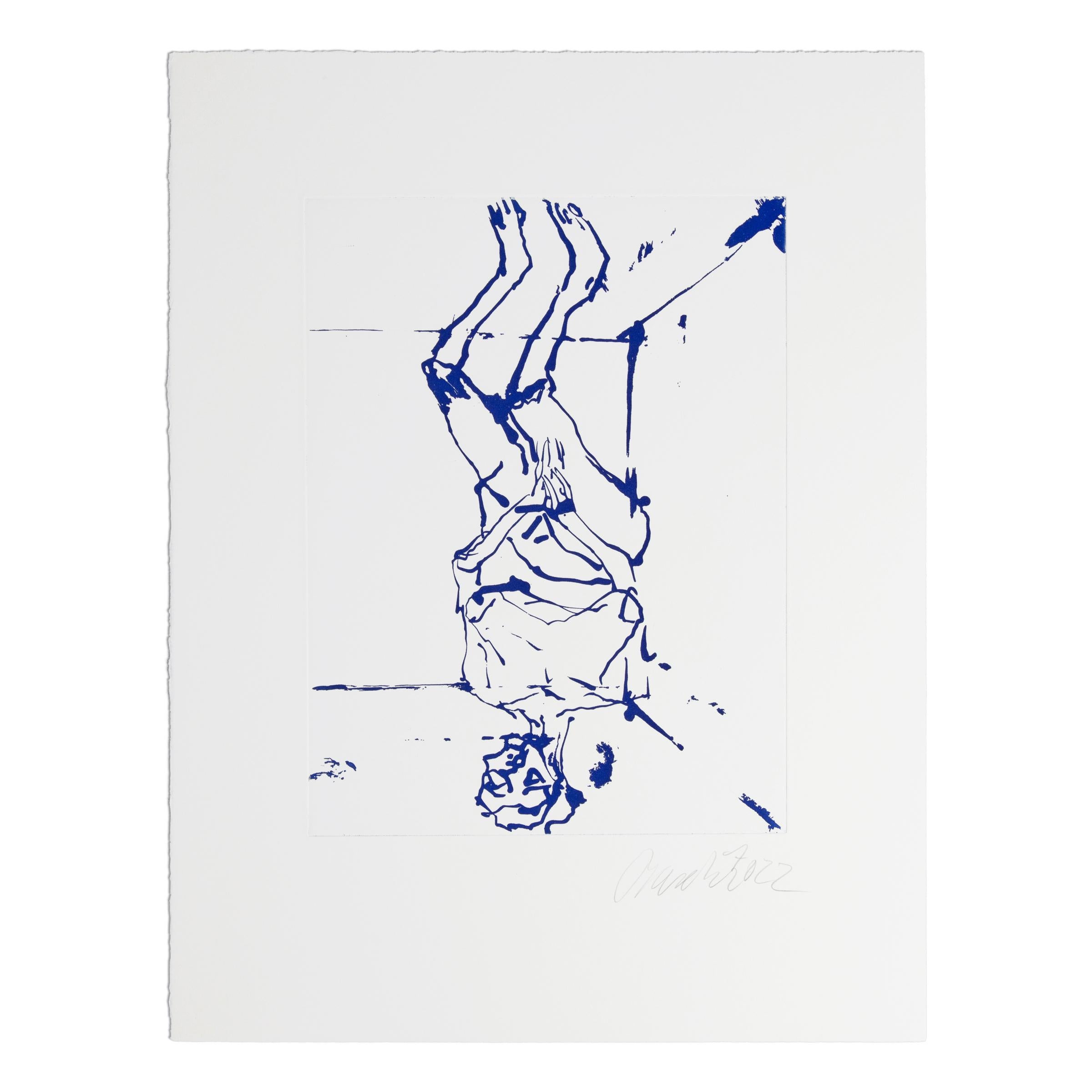 Georg Baselitz, Serpentine (Blue): Signed etching with sugar lift aquatint