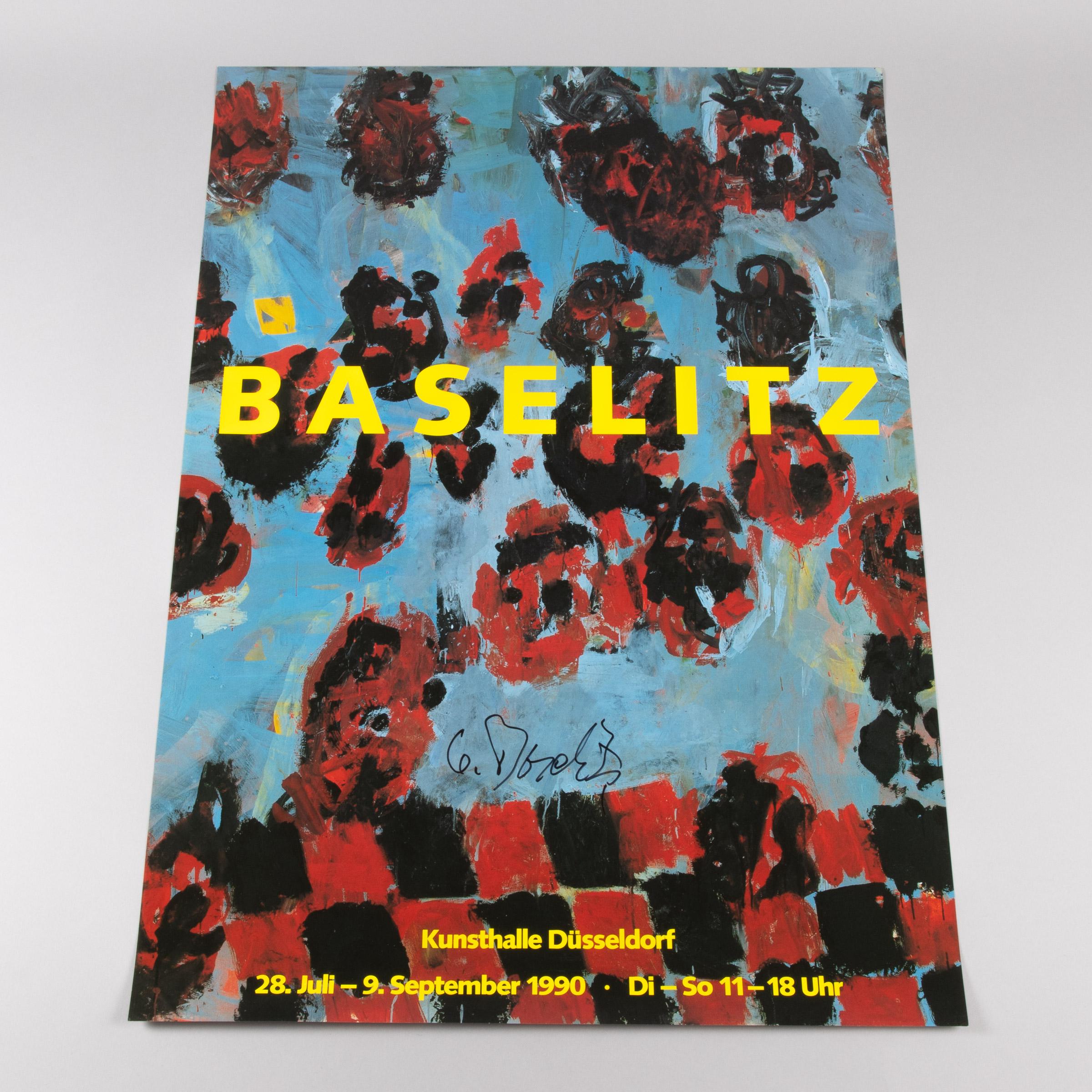 Georg Baselitz, Cartel de exposición firmado, 1990, Kunsthalle Düsseldorf en venta 1