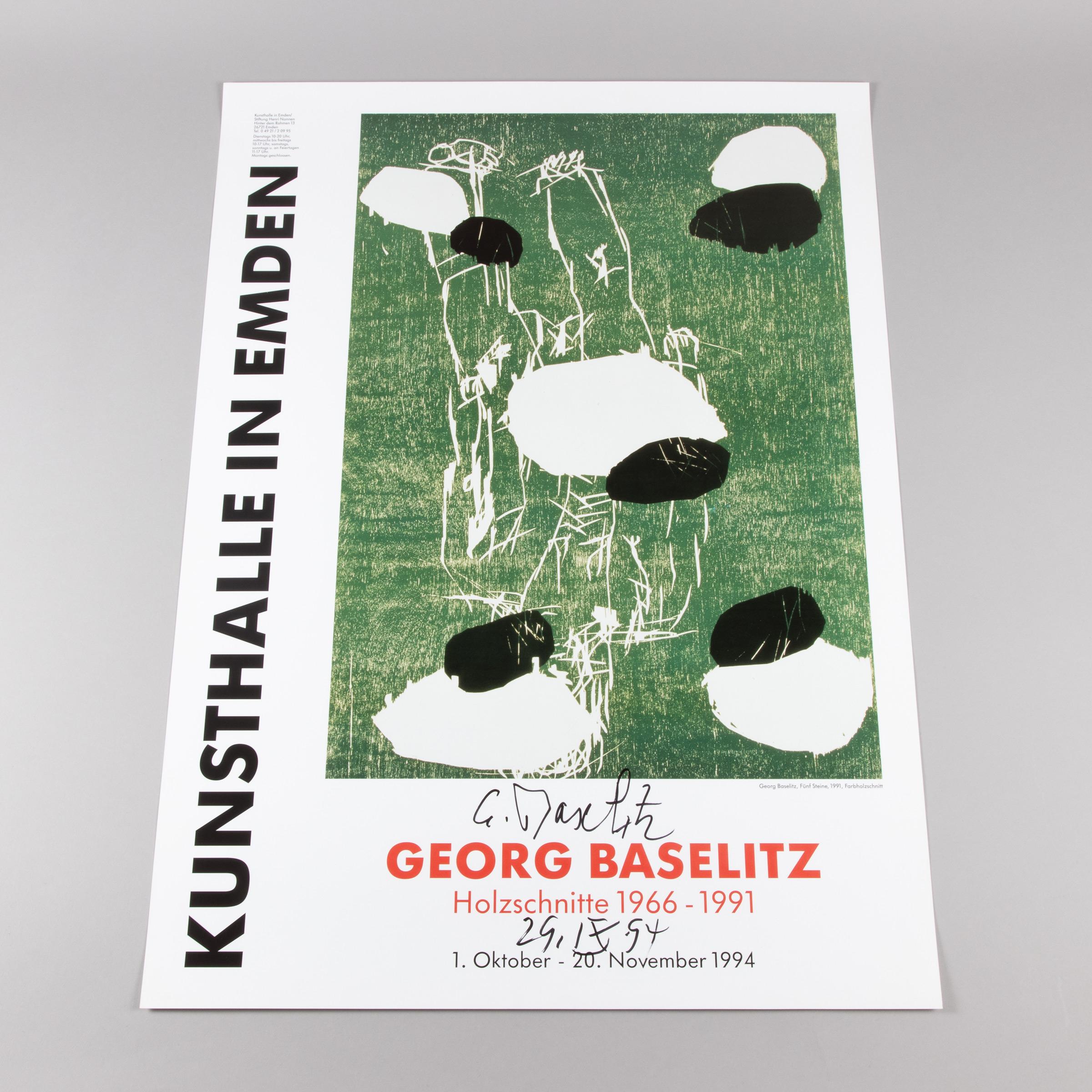 Georg Baselitz, Signed Exhibition Poster, Holzschnitte, Kunsthalle in Emden For Sale 1