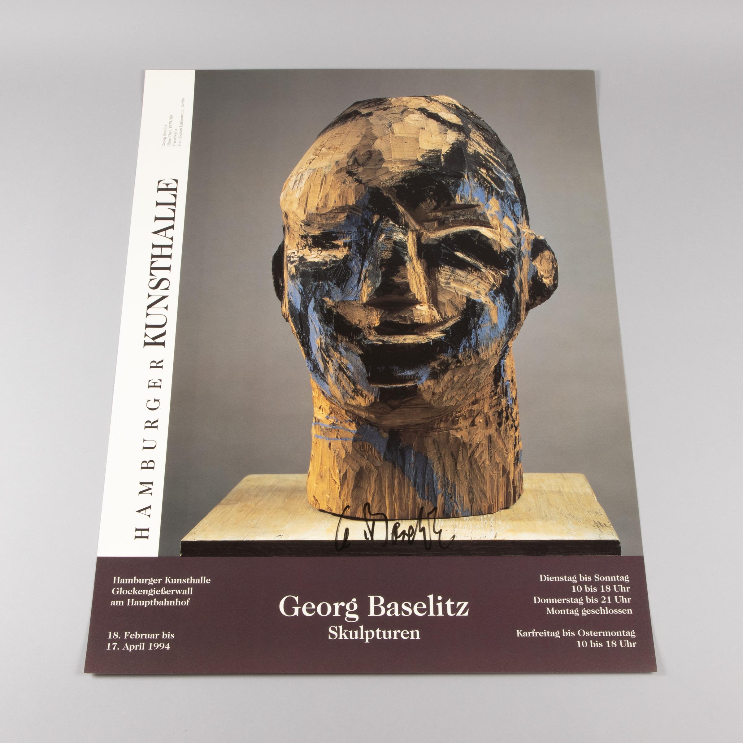 Georg Baselitz, Esculturas: Cartel de exposición original firmado, 1994 en venta 3