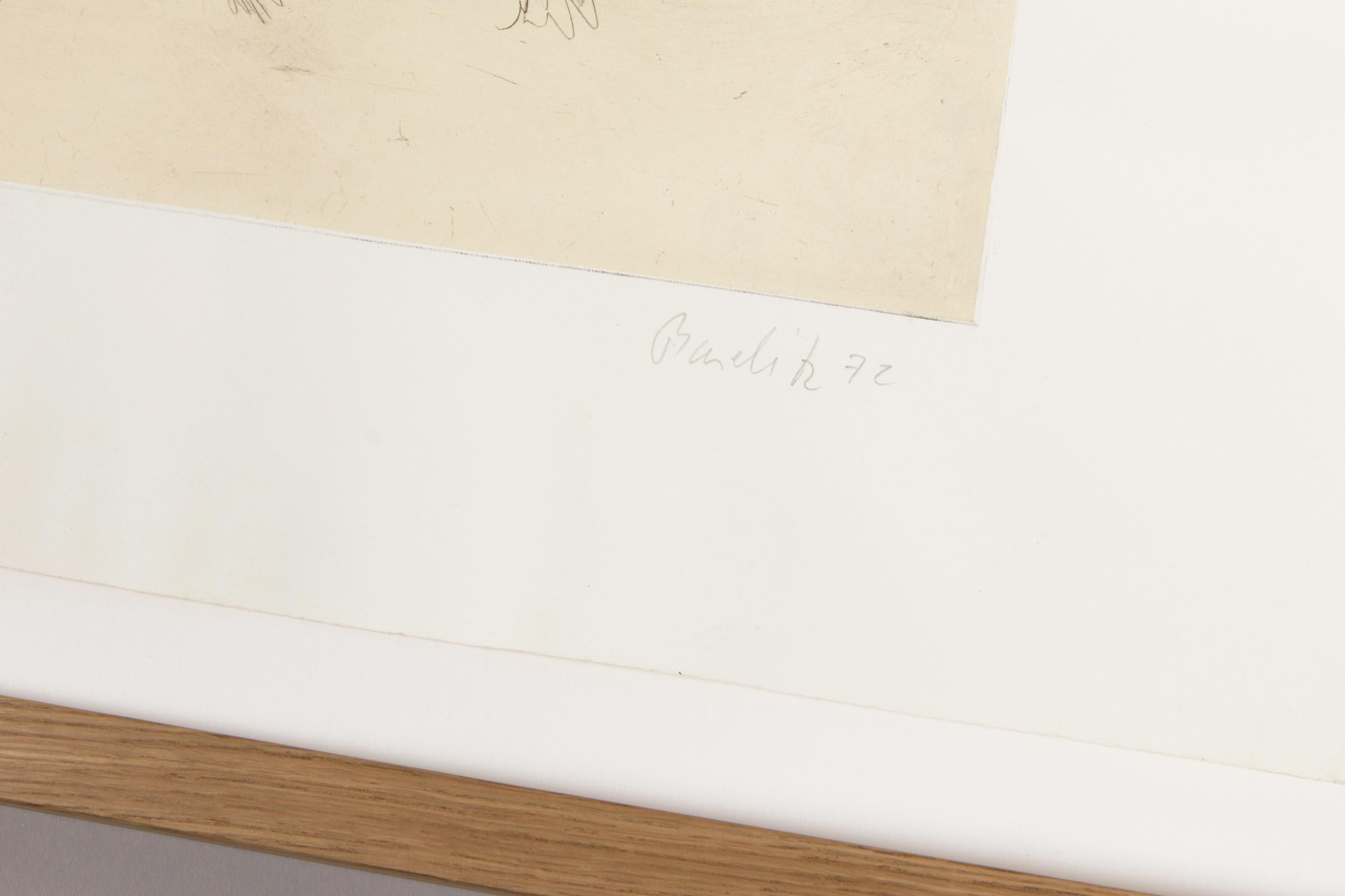 Georg Baselitz, Untitled (from Eine Woche) - Signed Etching, Framed Print For Sale 4