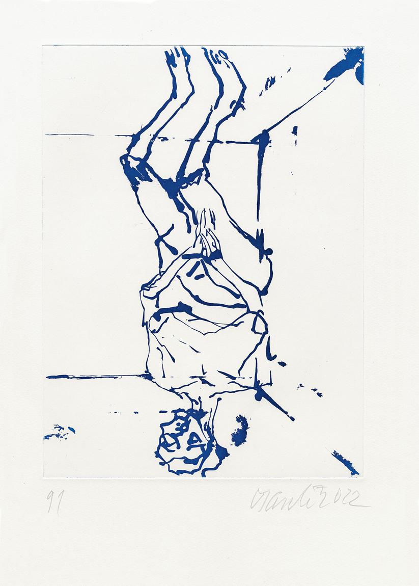 Georg Baselitz Abstract Print - Serpentine (blue) - Contemporary, Abstract, Figure, Women, fragile