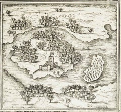 Vintage [Civitates Orbis Terrarum]Map of Cefal - Etching by G. Braun/F. Hogenberg - 1575