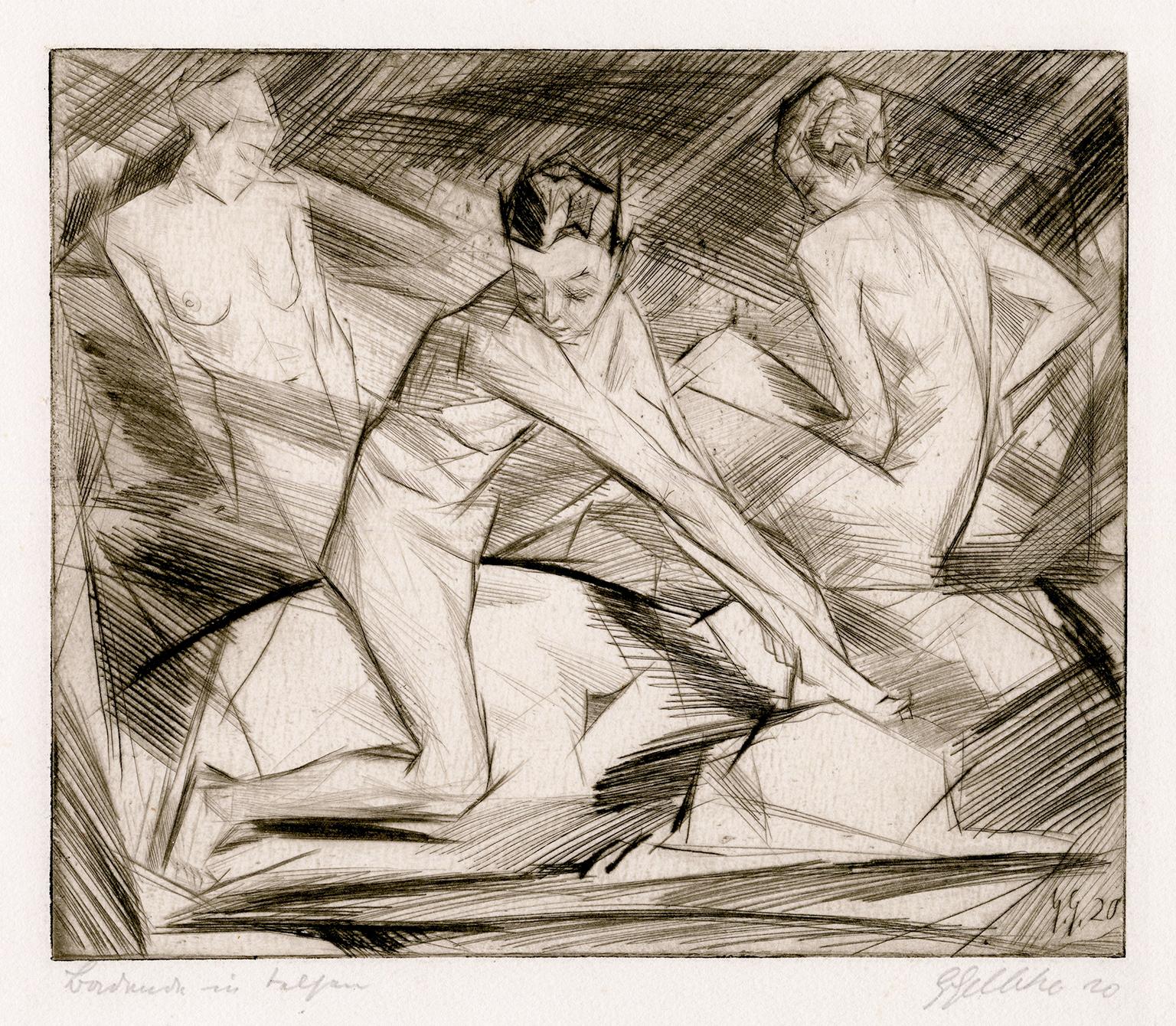 Georg Gelbke Nude Print - Women Bathing — German Expressionism, Nudes, 1920