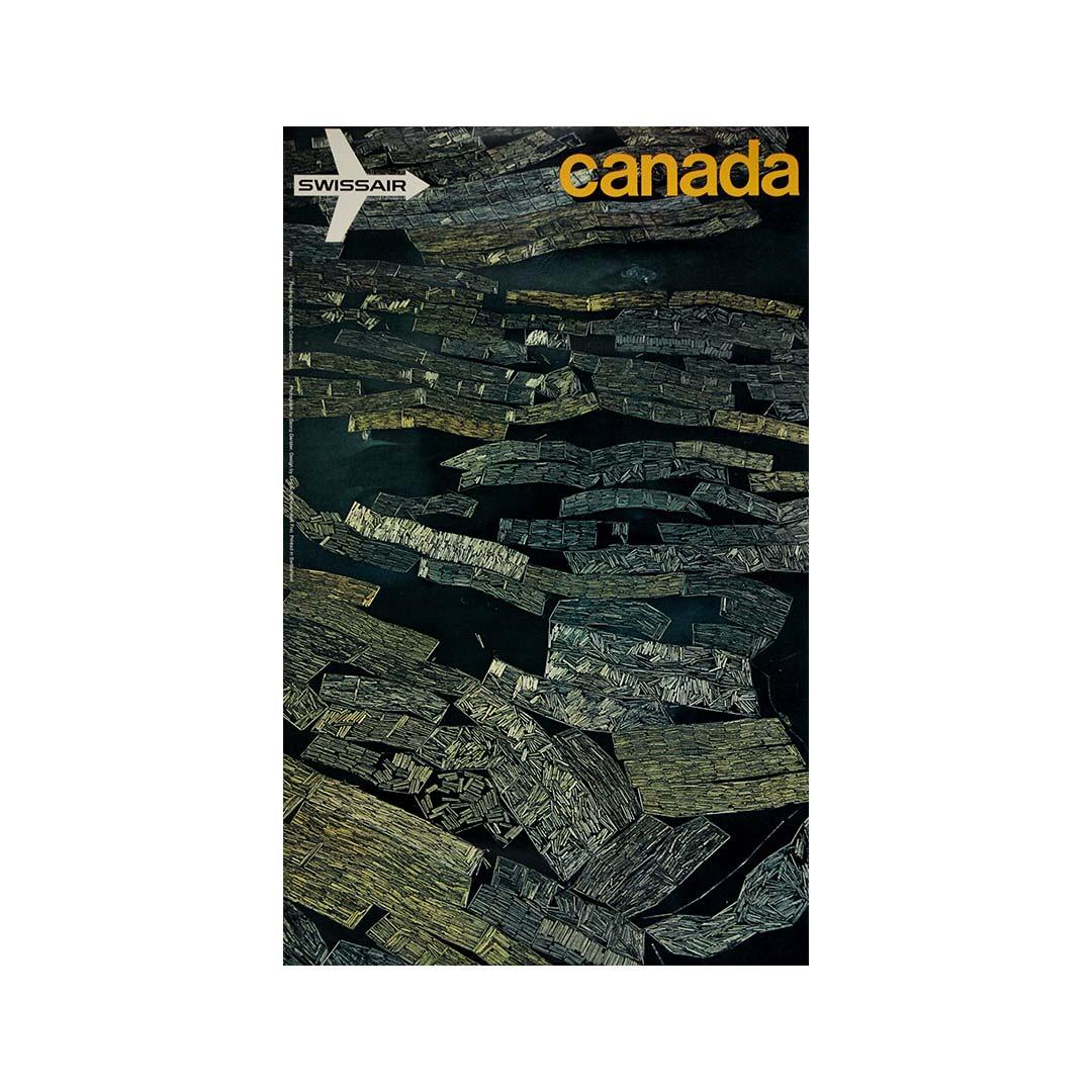1971 original travel poster for Swissair to Canada Airview - British Columbia For Sale 2