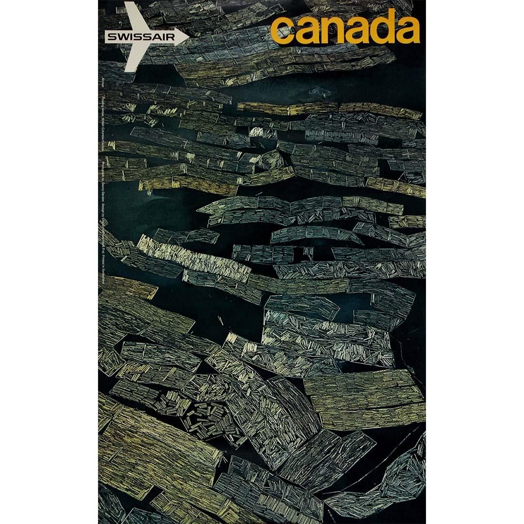 1971 original travel poster for Swissair to Canada Airview - British Columbia - Print by Georg Gerster