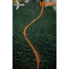 Vintage 1972 original travel poster to Brazil Swissair national airline of Switzerland
