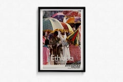 Circa 1970 original travel poster by Georg Gerster for Ethiopian Airlines