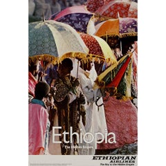 Circa 1970 original travel poster by Georg Gerster for Ethiopian Airlines
