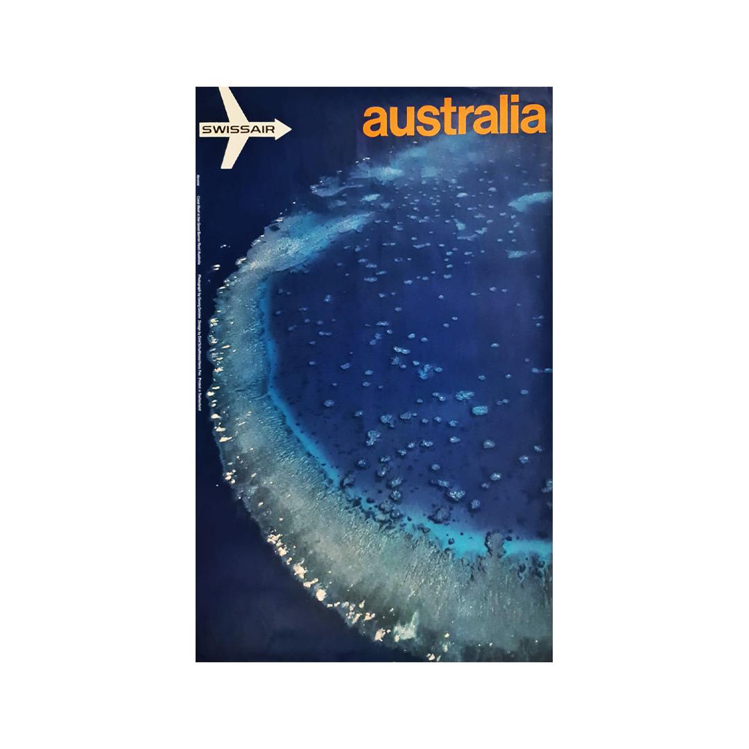 Original poster made by Georg Gerster - Swissair to Australia Coral Reef For Sale 3