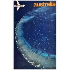 Affiche originale réalisée par Georg Gerster - Swissair to Australia Coral Reef