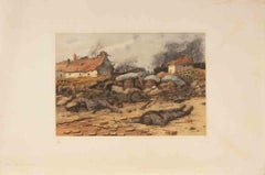 The Barricade - Etching on Paper by Georg Graf - Early 20th Century