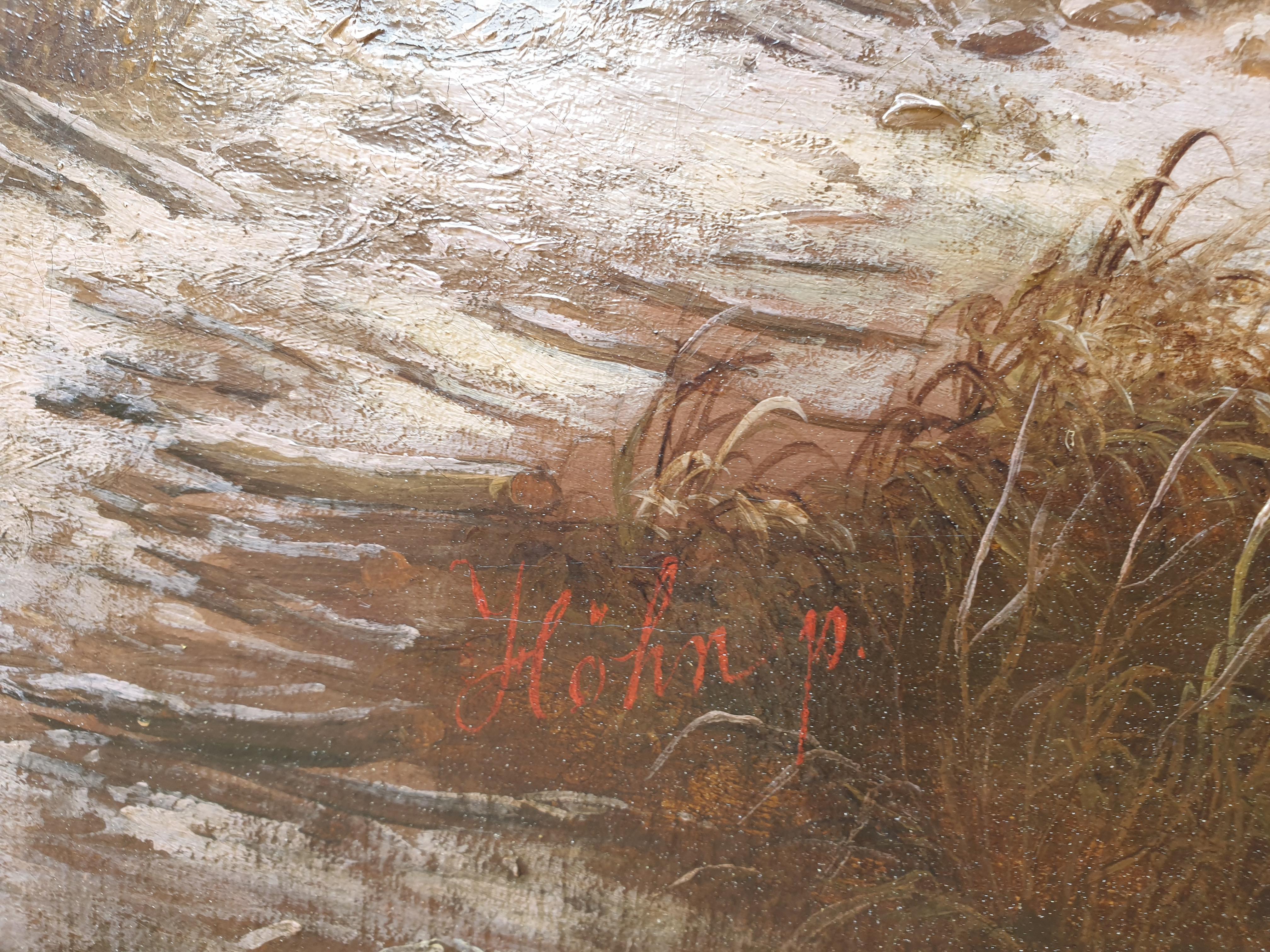 Georg HÖHN peintre romantique allemand paysage neige grand tableau 19ème  en vente 4