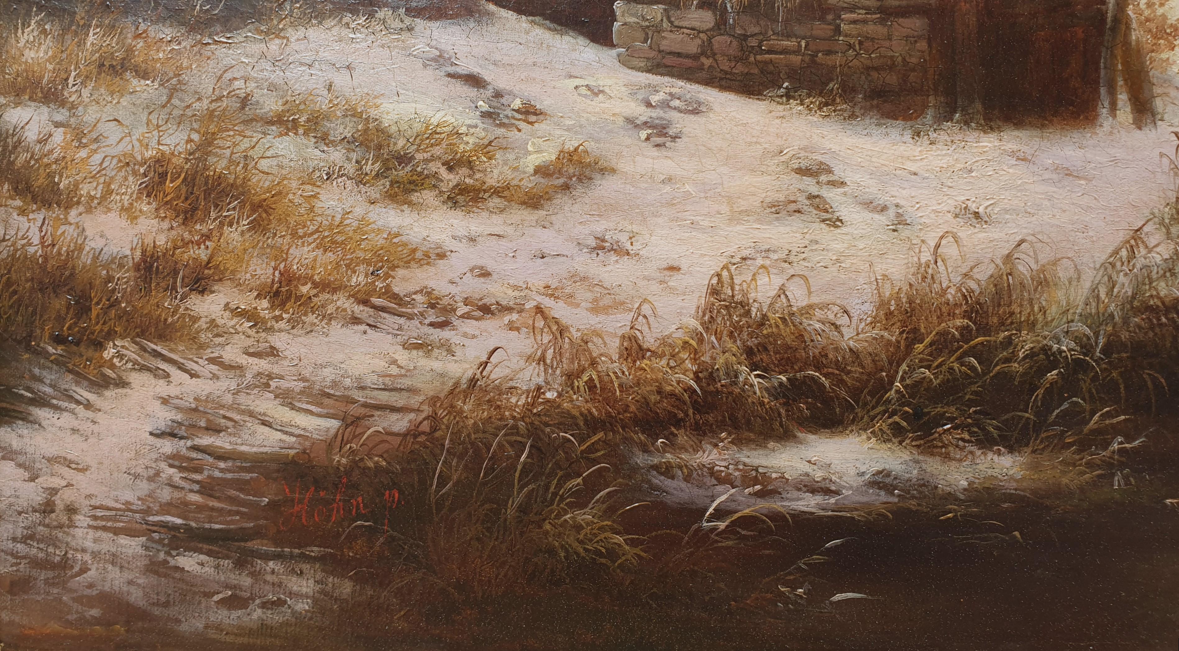 Georg HÖHN german romantic painter landscape snow large painting 19th  For Sale 7