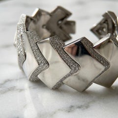 Georg Hornemann 20 Karat Diamanten breites Manschettenarmband aus 18K Weißgold