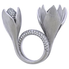 Vintage Georg Hornemann Diamond Gold Calla Lily Flower Ring