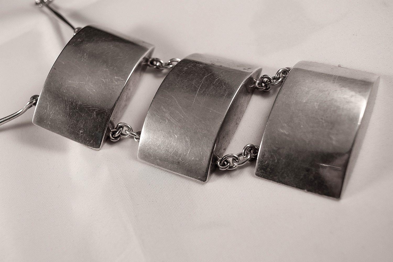 Georg Jansen Rara e bellissima collana vintage modernista di Astrid Fog Silver In condizioni buone in vendita a London, GB
