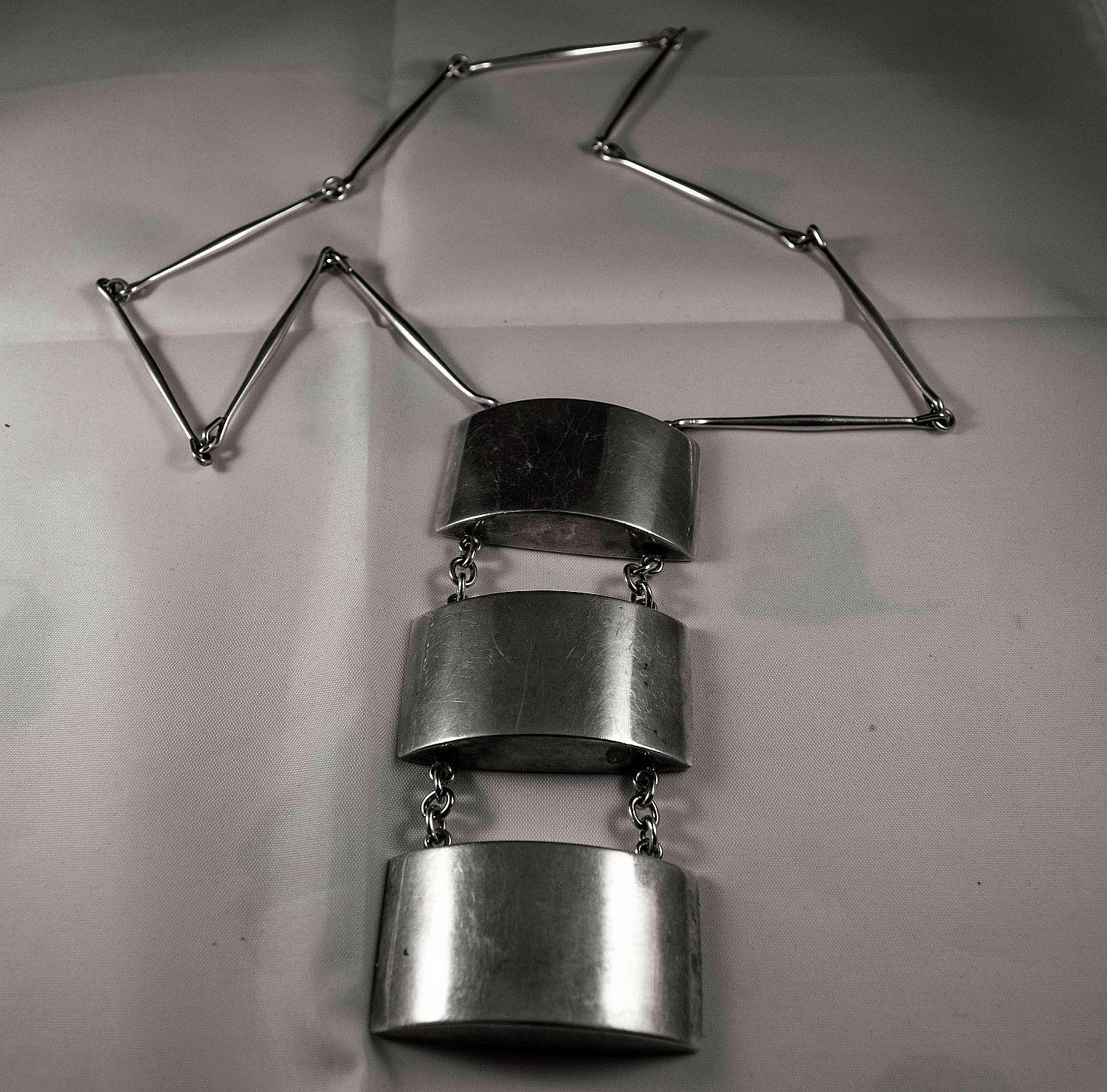 Georg Jansen Rara e bellissima collana vintage modernista di Astrid Fog Silver in vendita 1