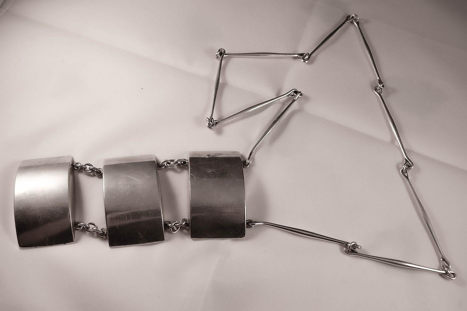 Georg Jansen Rara e bellissima collana vintage modernista di Astrid Fog Silver in vendita 2