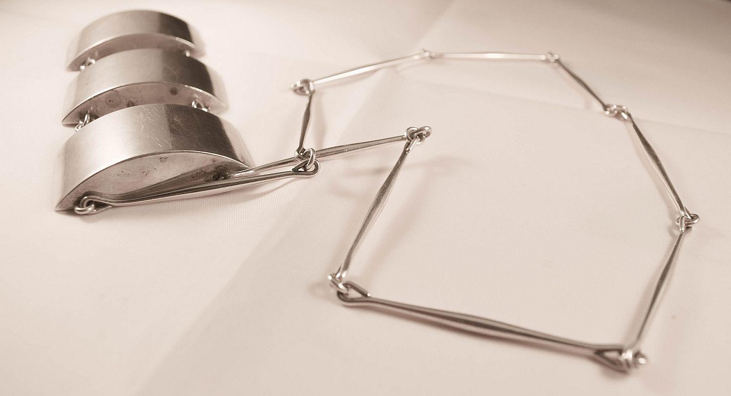 Georg Jansen Rara e bellissima collana vintage modernista di Astrid Fog Silver in vendita 4