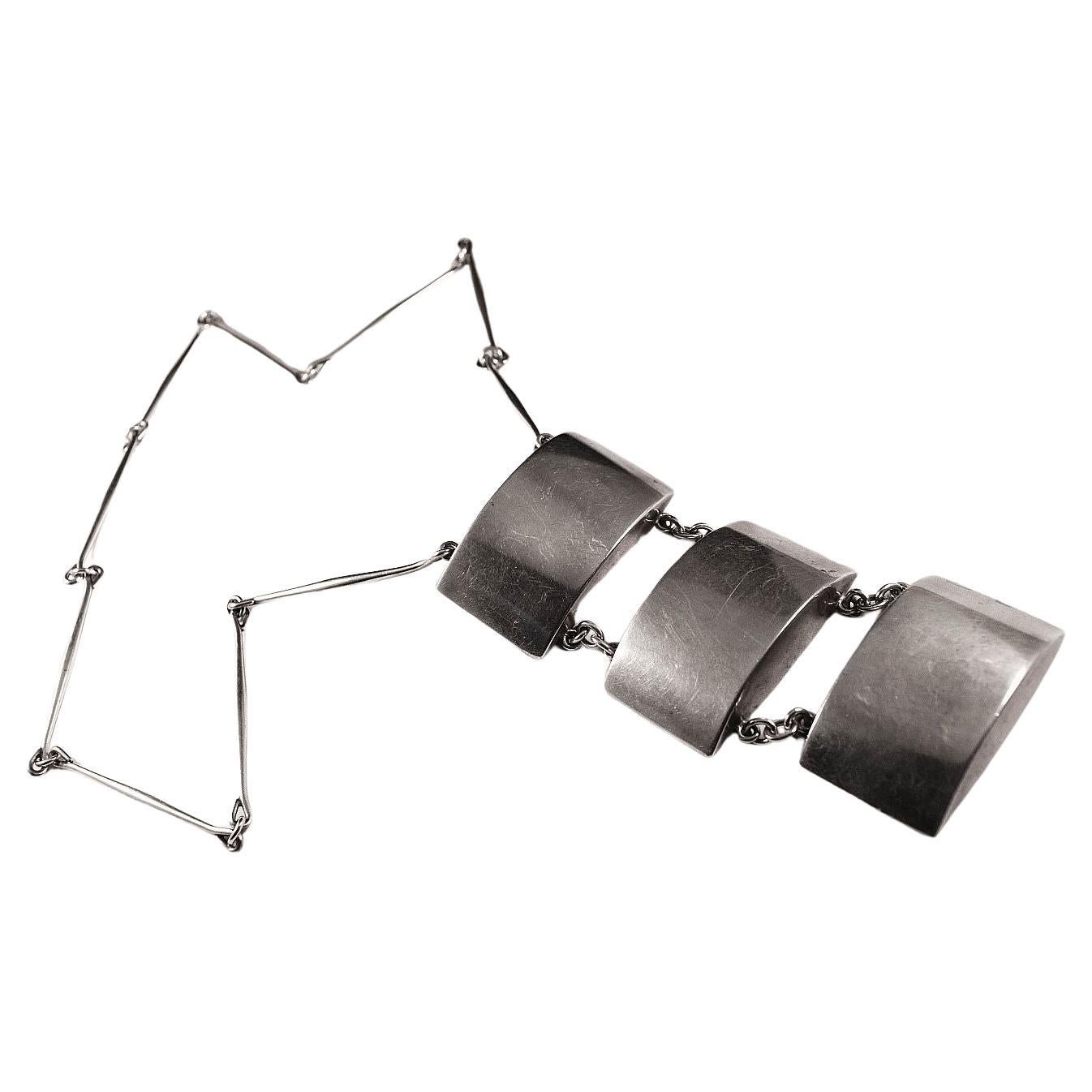 Georg Jansen Rara e bellissima collana vintage modernista di Astrid Fog Silver in vendita