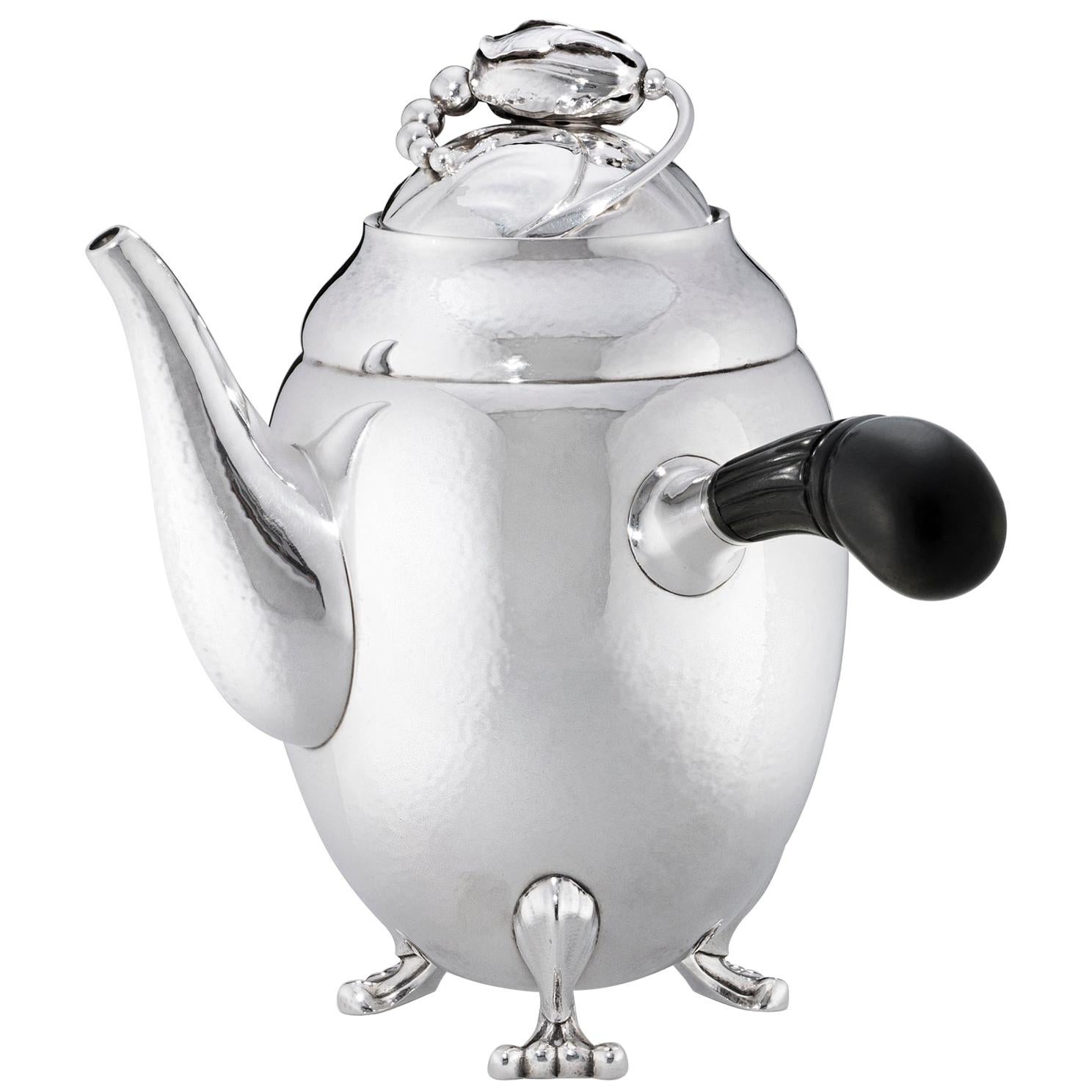 Georg Jensen 1017A Handcrafted Sterling Silver Coffee Pot in Ebony
